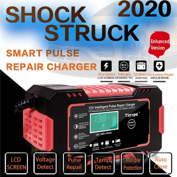 Full Automatisk Bil Batteri lader 12V Display Smart Batteri lader Power Puls Reparasjon ladere