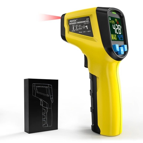 Digital Infraröd Termometer 800/600/400C Adaptiv Emissivitet Beröringsfri Temperatur Meter Laser Pyrometer