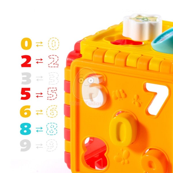 Montessori Spel Baby Aktivitet Kub Form Match Sorterare Låda Färg Nummer Klocka Math Kit