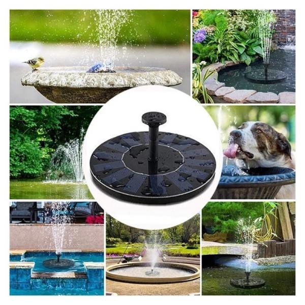 Sol fontän pump vatten pump med 6 munstycken soldriven fontän