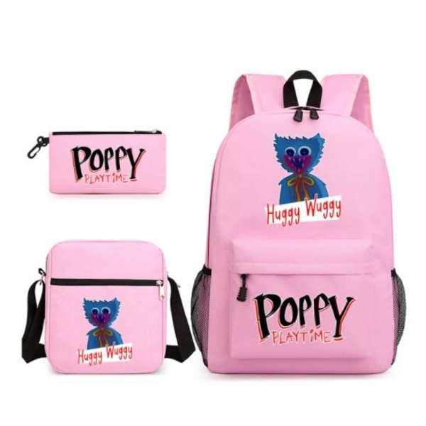 Skräck spel Vallmo väska Student väska Tredelad set axel väska+Backpack+Pen väska