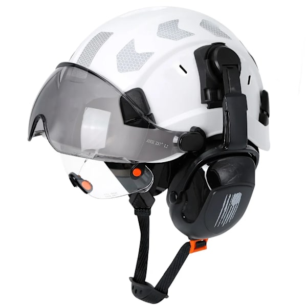 Konstruktion Sikkerhed Hjelm Med Visor Indbygget Goggle Høreværn