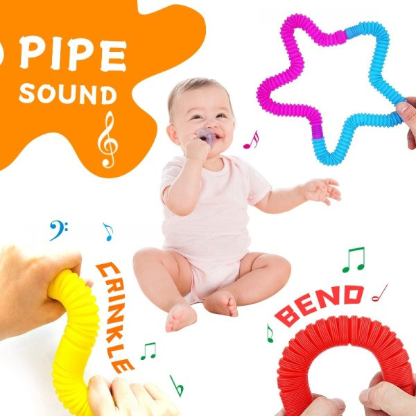 8 PCS värillinen teleskooppi putki pop putki venytys putki aallotettu putki