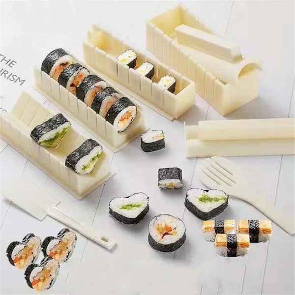 Sushi Maker och Ris cirkulär Mögel Japansk Tårta kärleksliknande Mögel Multifunktionell Form fyrkantig Sushi Making Verktyg Set
