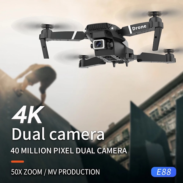 Professionell Drone E88 4k vidvinkel HD kamera WiFi fpv höjd Hold Fullbar RC quadrotor helikopter