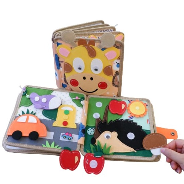 Montessori  Tecknad Djur Bebis Kläd Bok Fawn Filt Tyst Bok Mjuk Aktivitet Baby bok