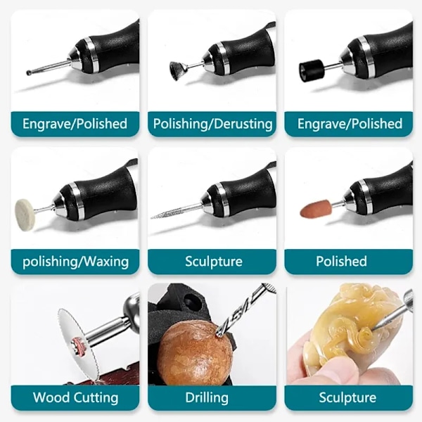 USB Trådløs Rotary Værktøj Kit Træbearbejdning Gravering Pen DIY Til smykker