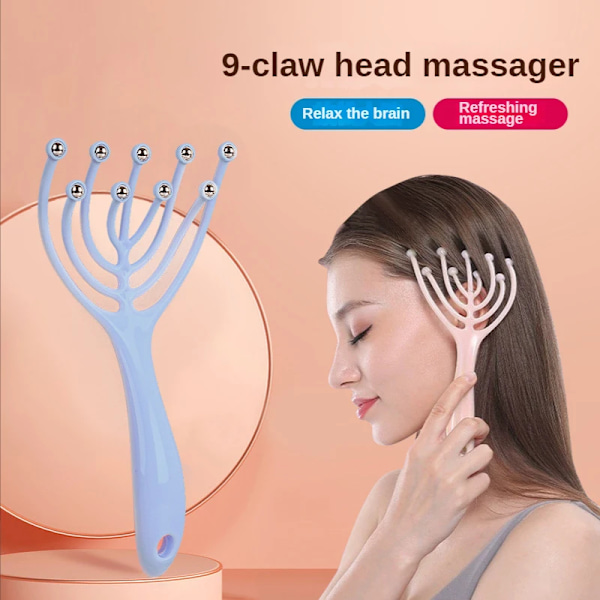 9 klor huvud massager strömlinjeformad boll  kropp avslappning hårbotten massage hand hållen stress avlastning hjälpmedel