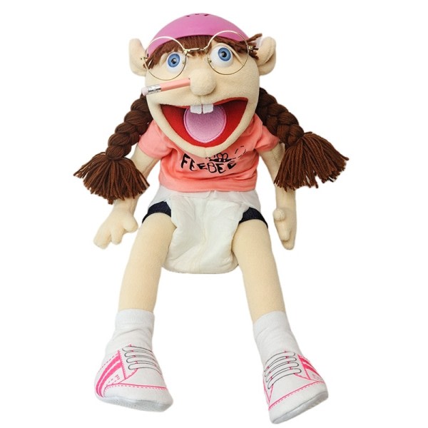 Stor Jeffy Puppet Plysh Hat Spil Legetøj Dreng Pige Tegnefilm Feebee Hånd Dukke Plushie Dukke