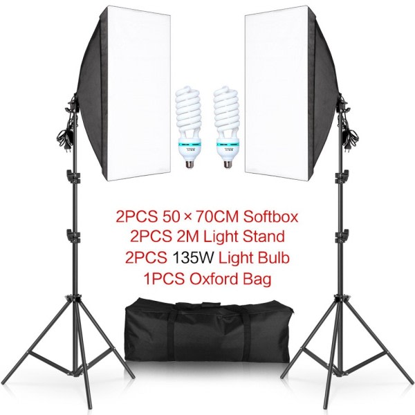 Valokuvaus Softbox valaistus sarjat ammattimaiset valo järjestelmä E27 valokuvaus polttimoilla