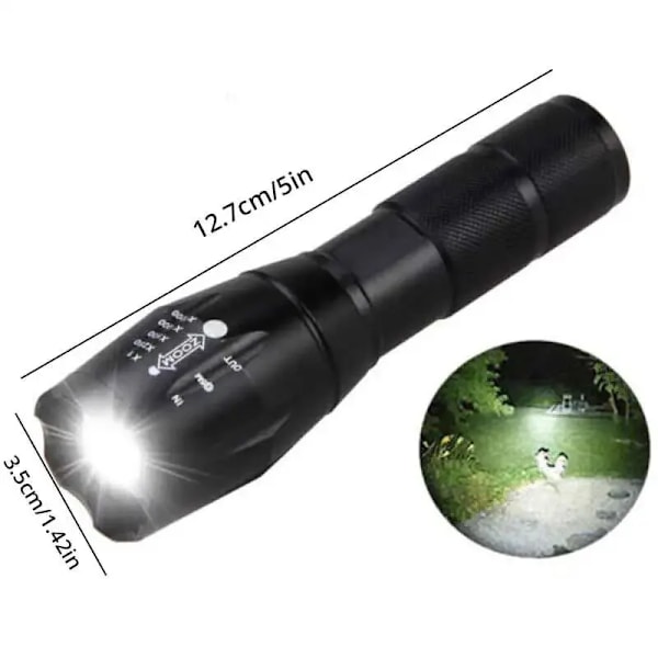 T6 Strong Light Ficklight LED Aluminium Legering Teleskopisk Zoom Batteri Version Laddning Utomhus Sökljus Fjärr Ficklampa
