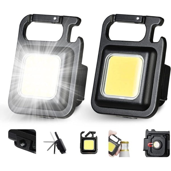 10 bitar Mini LED 1800LM Ficklampa Nyckelring Multifunktionell Portabel COB Camping Lampor