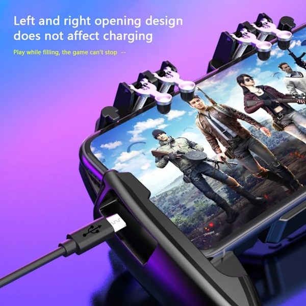 Hög kvalitet Mobil Joystick Controller L1R1 Trigger Gamepad Sex 6 Finger Elements Mobil Gamepad Kylning Fläkt