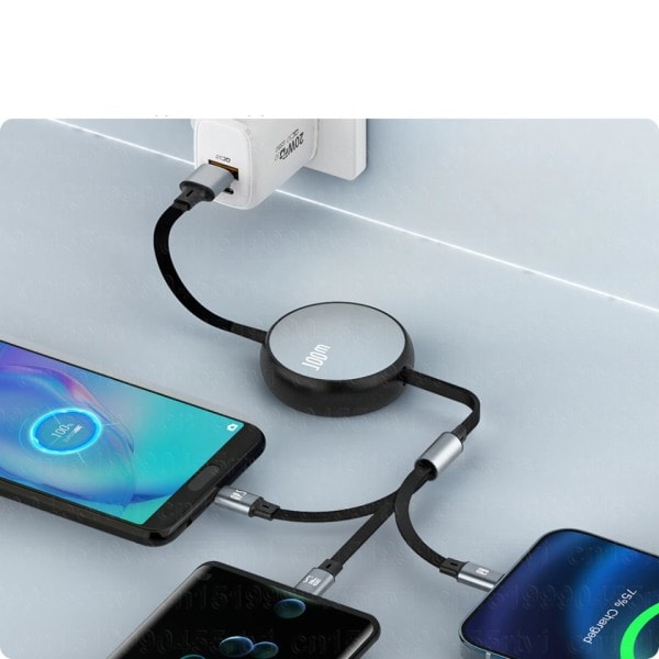 Nopea USB kaapeli Huawei/Honorille Sisäänvedettävä Kannettava 3 1 Mikro USB tyyppi C laturi kaapeli