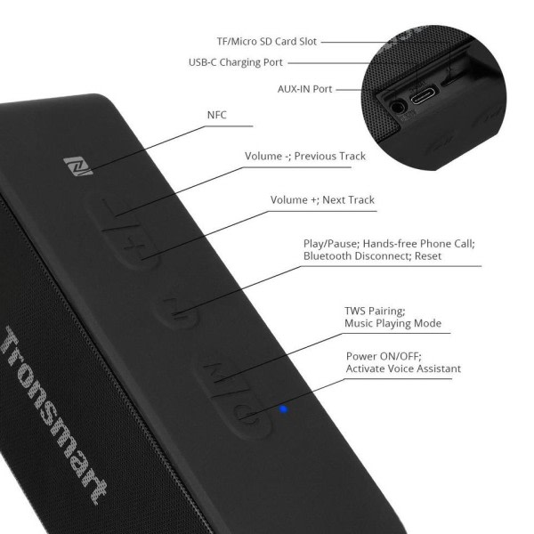T2 Plus kaiutin Bluetooth kaiutin ulkokäyttöinen kannettava kaiutin vedenpitävällä