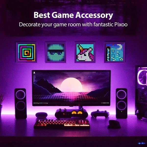 Digital foto ram alarm klocka med pixel konst programmerbar LED display, neon ljus skylt