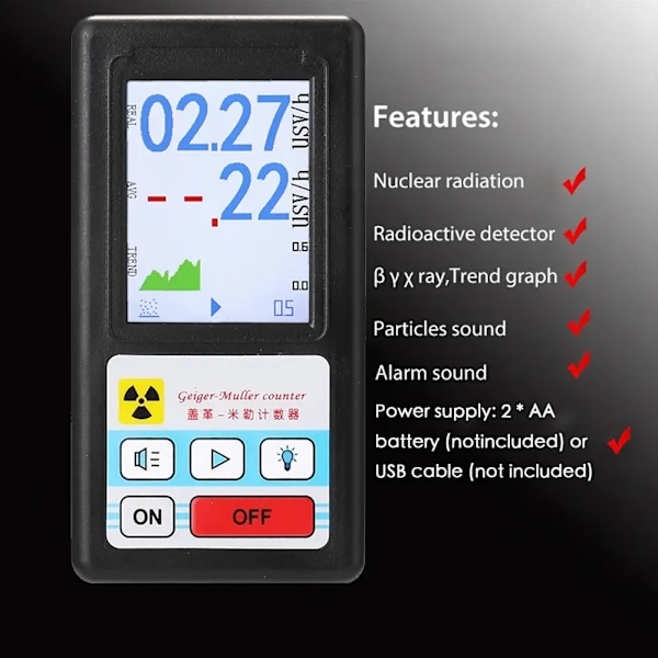 Kärnenergi Strålningsdetektor Personlig Dosimeter Röntgen Beta Gamma Detektor LCD Radioaktiv Tester Marmor Verktyg