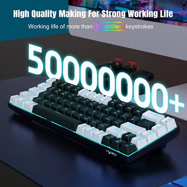 68 Keys Mekaniskt Tangentbord Ergonomi RGB Bakgrundsbelyst LED Hot Swappable Blå Switch Gaming Tangentbord för PC Bärbar dator Kontor