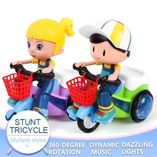 Musik Stunt Cool Tricykel Bil 360 Degree Rotate Luminous Motorcykel Baby Legetøj