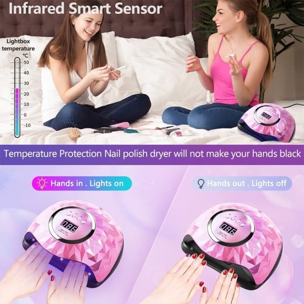 UV nagellampa för gel nagellack torkning smart sensor låg värme läge nagelkonst salong