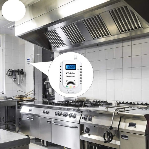 2 in 1 Gas Detektor, Plug-in Hem Naturgas/Metan/Propan/CO Larm, Läckage Sensor Detektor