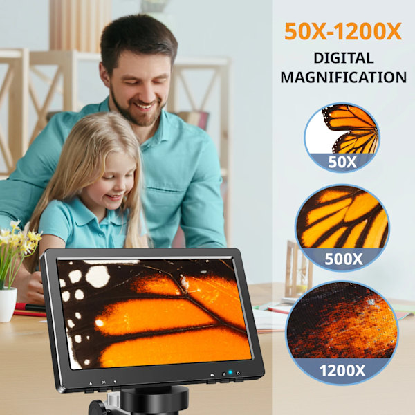 1200X Zoom 12MP HD Elektroniskt Mikroskop Kamera Förstoringsglas