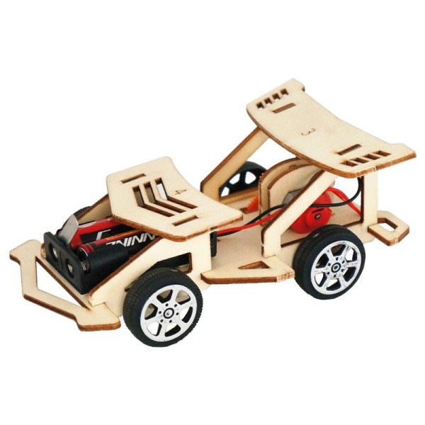 Gjør-det-selv Elektrisk Tre Racing Bil Sammensatt Puslespill Vitenskapelig Eksperiment Pedagogisk Mini Modell Tidlig læring leketøy