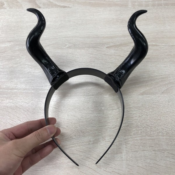 Kvinner Sort Dronning Heks Demon Horns Hodeplagg Cosplay Dyr Antelope Devil Hodeplagg