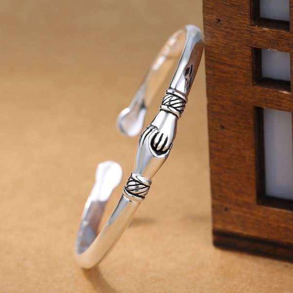 Sølv farve  vintage håndtryk kreativt armbånd armbånd til kvinder