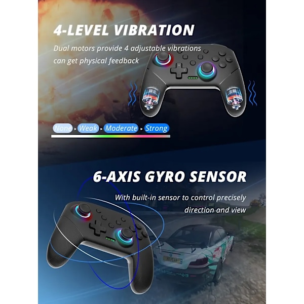 Wireless Controller For Nintendo Switch OLED/Lite Console Pro Gamepad med 1000Mah Batteri