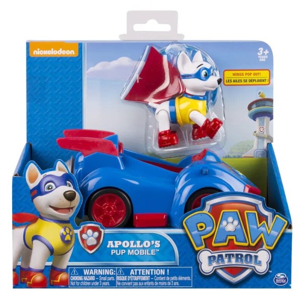 Ekte Paw Patrol Apollo Rescue Hund Valpe Set Leketøy Bil Patrulla Canina Leke Action Figur Modell Bil