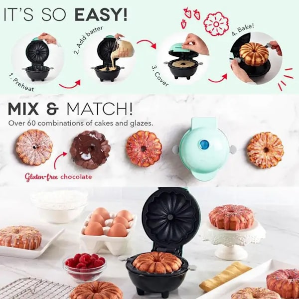 Hög kvalitet Mini Maker för Individuell Cake Våfflor Hash Browns Keto Chaffles med Lätt att rengöra Non-Stick Ytor 4 tum