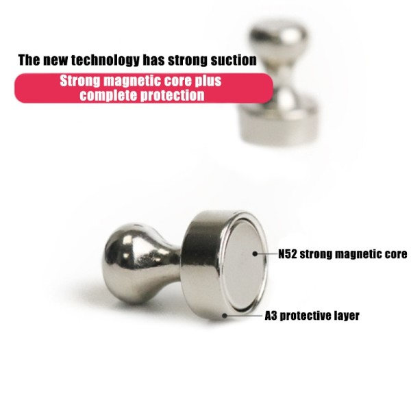 Super Stark Neodymium Magnetisk Knäppar Sug häftstift Slitstark Stål Magnet Push Pin
