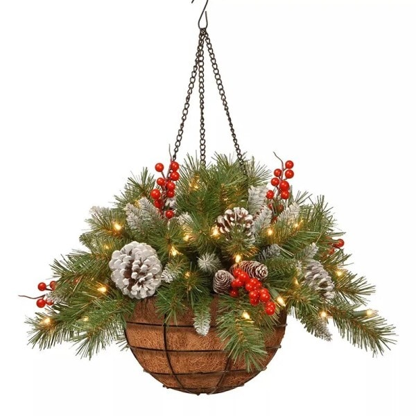 Kunstig jul hengende blomst kurv jule tre furu kjegle kreativ krans anheng pynt