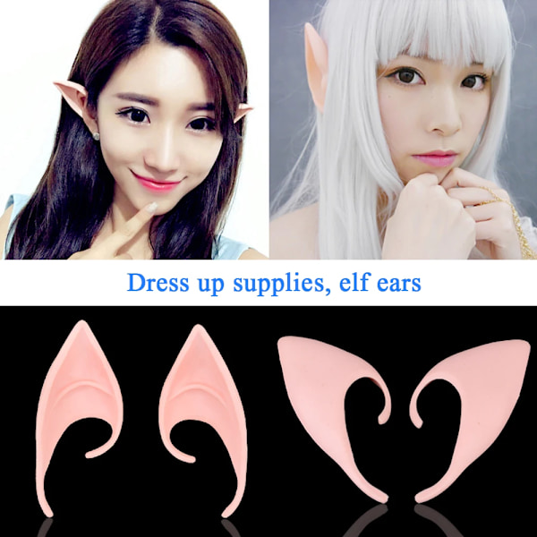 Mystisk Ängel Elf Ears Latex Ears for Fairy Cosplay Dräkt Accessoarer