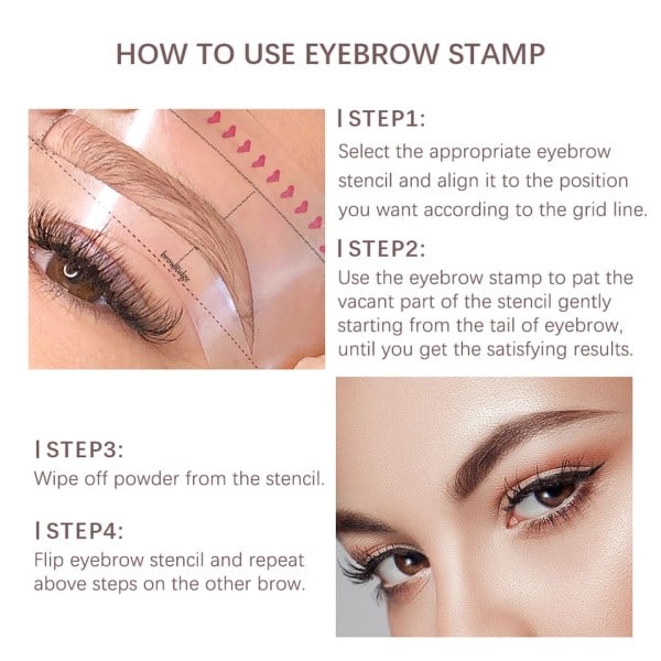 N Øyenbryn Pulver Sjablon Sminke Shadow Stick Ett Trinn Øyenbryn Shaping Langvarig Stempel Kit