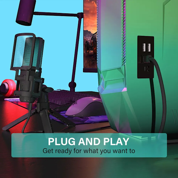 Collection Zealsound RGB Inspelning Mikrofon Med Artikulerad Arm/USB Kondensator Mic med Stativ För spel