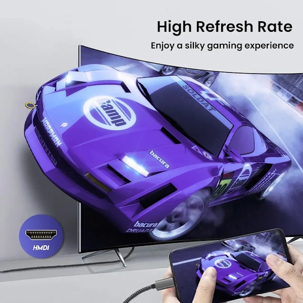 Høy kvalitet USB C til HDMI kabel 6,6 fot 4K@60hz Flettet Type-C til HDMI kabel Ultra Høy hastighet adapter kabel