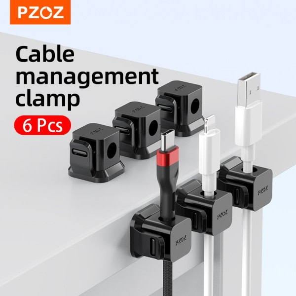 PZOZ 6 stk kabel organisering ledelse ledning holder usb kabel vinder skrivebord ryddig klemmer for mus øretelefon ledning data linje beskytter