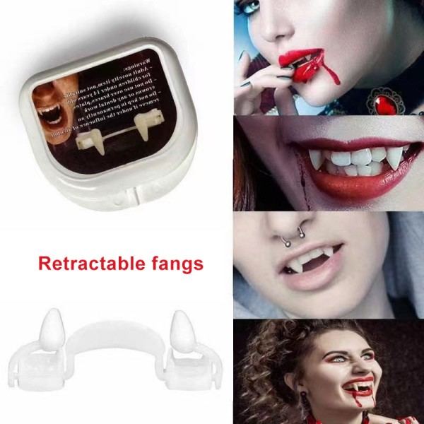 Halloween Cosplay Sisäänvedettävä vampyyri hampaat hammasproteesit zombie hampaat pienet tiikeri hampaat