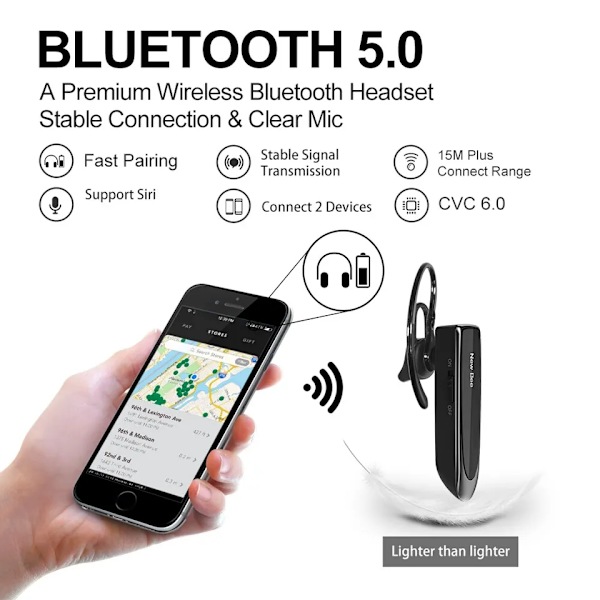 Langaton Bluetooth 5.0 Kuulokkeet Hands Free Mini Kuulokkeet 22H Musiikki Soitot Kuulokkeet
