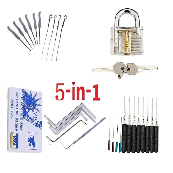 Låssmed Lås Pick Set Rostfritt Stål Dubbel Rad Spänning Demontering Krokar Lås Pickar Verktyg Lockpick