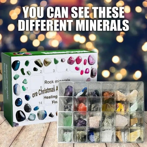 Jul Advent kalender Ädelsten samling Räkna ned till jul stenar mineraler fossiler advent kalender leksak gåvor