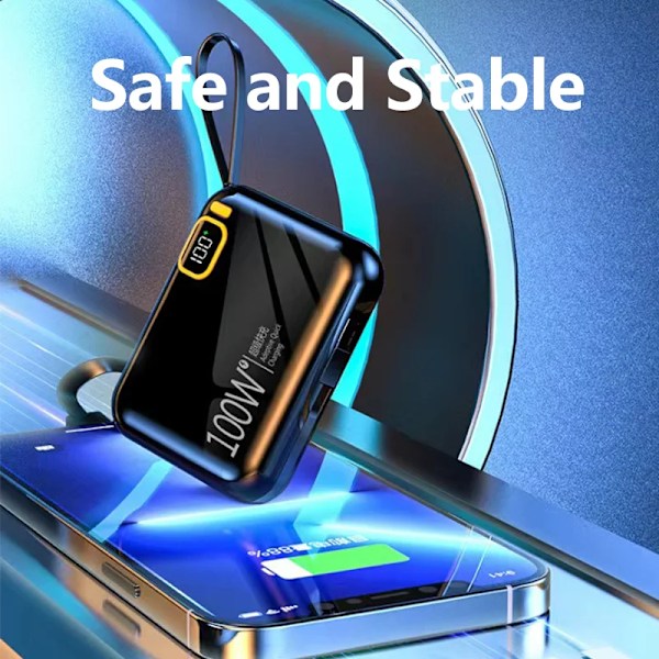 30000mah Portabel Power Bank PD100W Lagtagbar USB till TYPE C kabel Tvåvägs Snabb Laddare Mini Powerbank