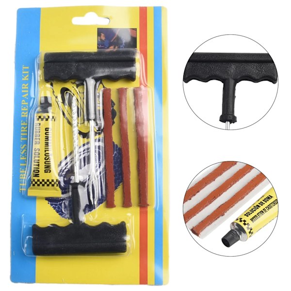 Punktering Reparation Kit Bil Däck Reparation Verktyg Kit Med Gummi Strips Tubeless Punkt Däck Reparation Verktyg