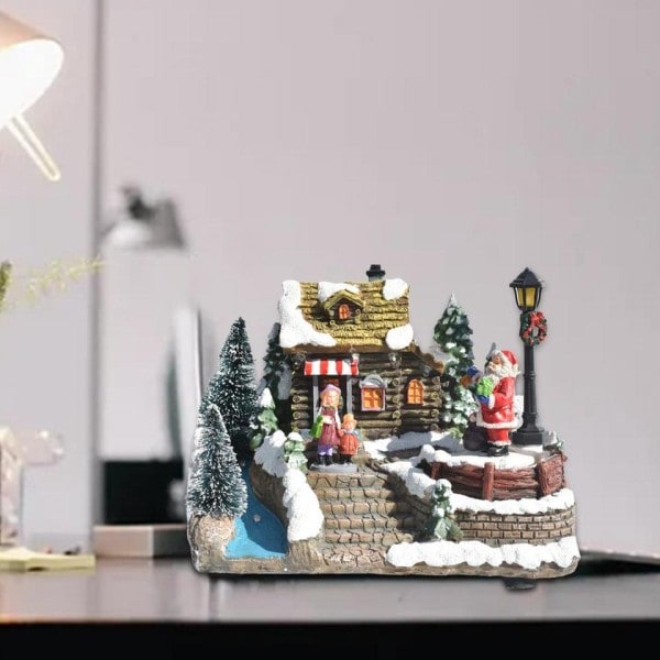 Sne huse med farverigt blinkende LED lys jul pynt til hjem