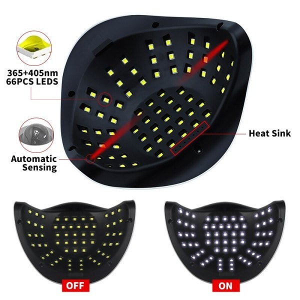Profesjonell Nil Tørking Lampe for Manikyr 280W 66LEDS Gel Polish Tørke Maskin
