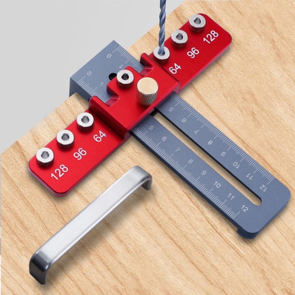 Trebearbeiding Boring Lokator Drill Guide Punch Locator Mal Linjal Justerbar For skap håndtak og trekker hull hull verktøy