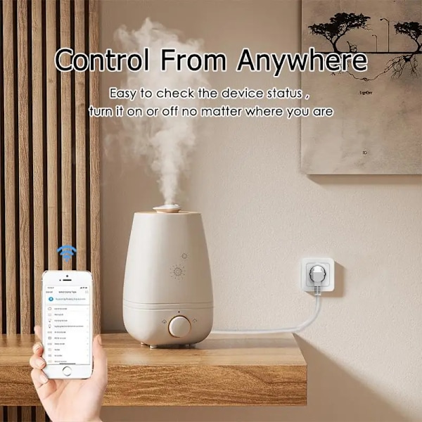 1 del WiFi Smart Socket 20A EU Smart Plug Strøm Overvåking Timing Funksjon Tale Kontroll