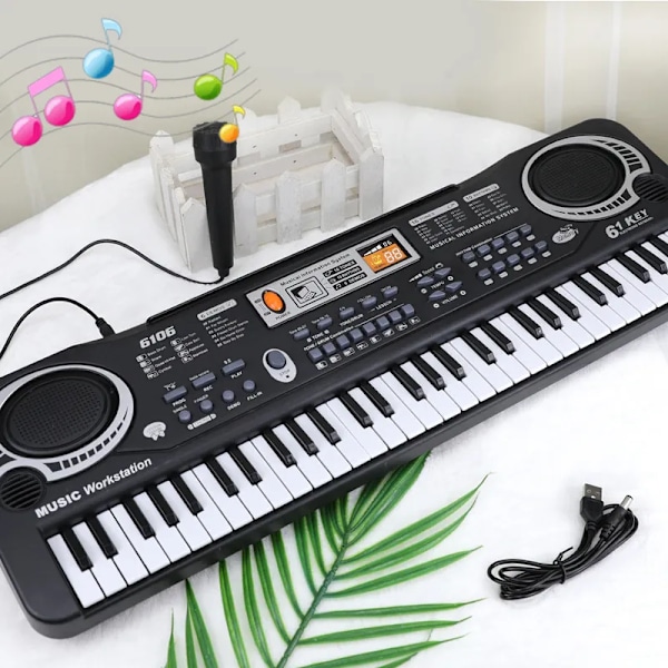 Elektronisk Piano Keyboard Bærbart 61 Keys Orgel med Mikrofon Utdanning Leker